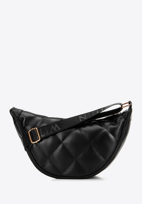 Wittchen Women's crossbody bag with geometric stitching black and gold - Image 2