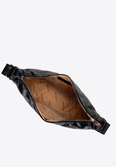 Wittchen Women's crossbody bag with geometric stitching black and gold - Image 3