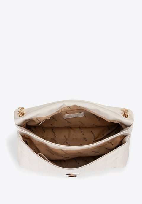Wittchen Dames eco-leren crossbody tas, groot, twee compartimenten, crème - Image 4
