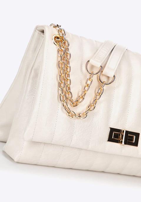 Wittchen Dames eco-leren crossbody tas, groot, twee compartimenten, crème - Image 5