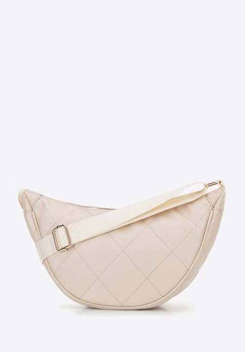 Wittchen Women's crossbody bag with geometric stitching cream and gold - Image 2