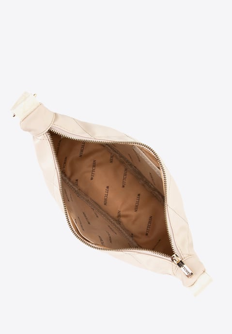 Wittchen Women's crossbody bag with geometric stitching cream and gold - Image 3