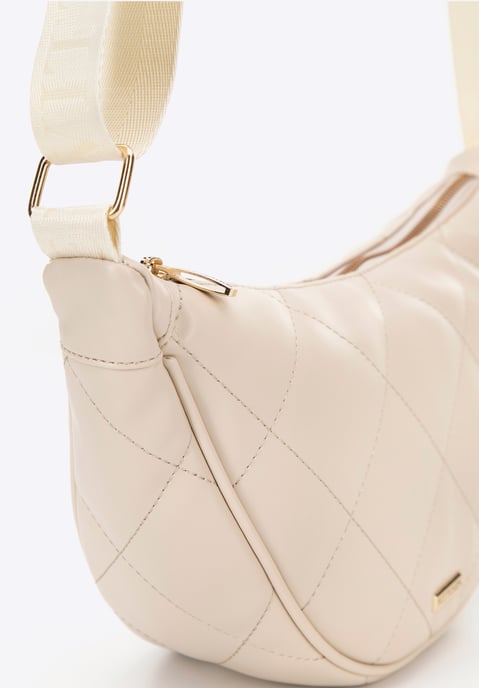 Wittchen Women's crossbody bag with geometric stitching cream and gold - Image 4