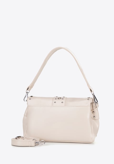 Wittchen Dames crossbody tas van eco-leer met decoratieve klinknagels, crème - Image 2