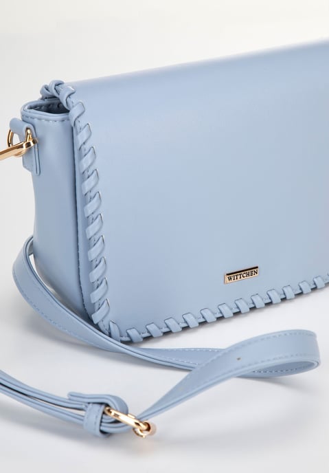 Wittchen Women's Crossbody Bag with a Flap Blue Eco-leather - Image 4