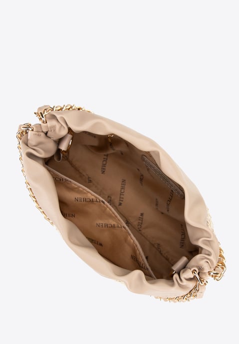 Wittchen Dames Geweven Crossbody Tas met Kettingen, Beige - Image 3