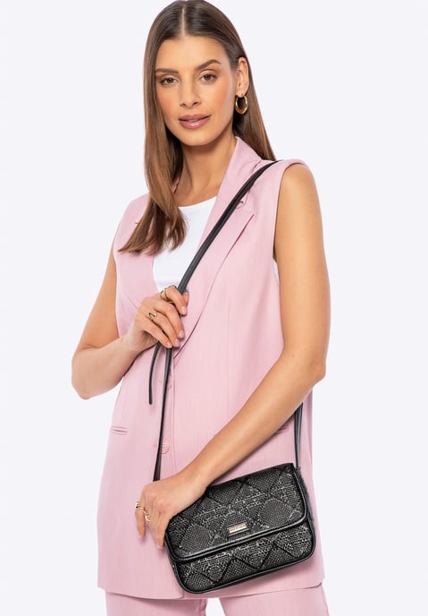 Wittchen Woman gevlochten crossbody tas met klep, zwart polypropyleen - Image 1