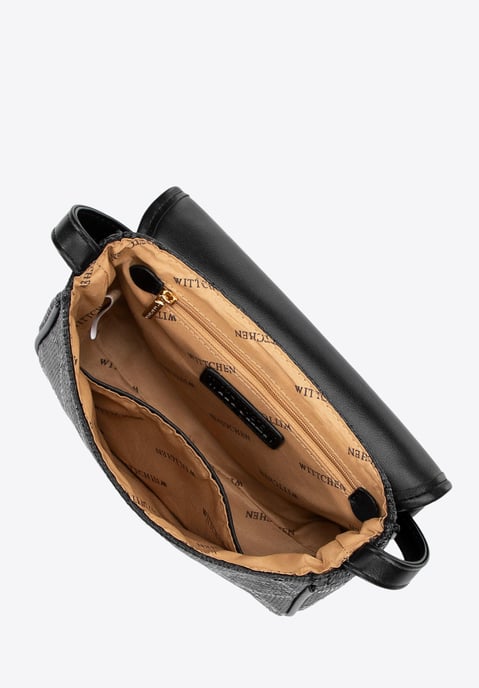 Wittchen Woman gevlochten crossbody tas met klep, zwart polypropyleen - Image 3