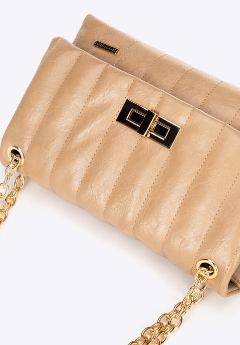 Wittchen Dames eco-leren schoudertas, twee compartimenten, klein, beige - Image 5