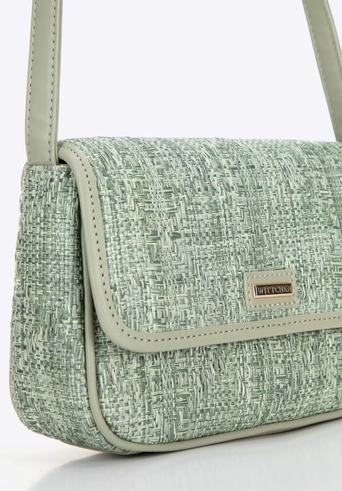 Wittchen Woman gevlochten crossbody tas met klep klein groen polypropyleen - Image 4