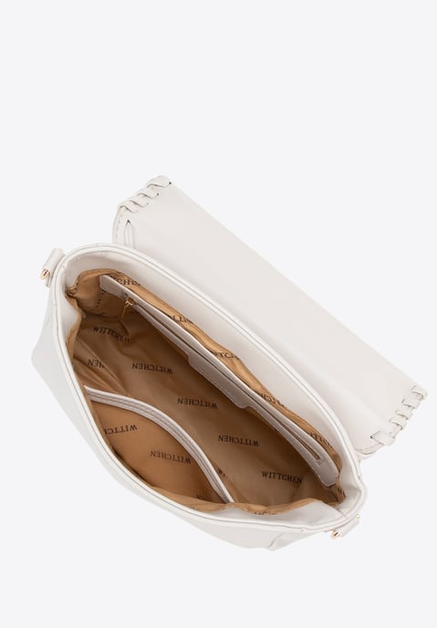 Wittchen Dames Crossbody Tas met Afgewerkte Flap, Crème, Eco-leer - Image 3