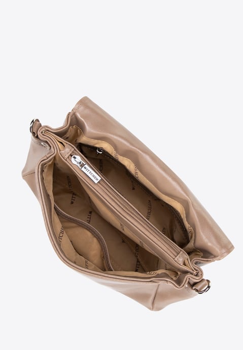 Wittchen Dames eco-leren schoudertas met decoratieve klinknagels, beige - Image 3
