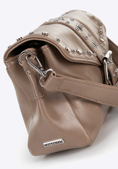 Wittchen Dames eco-leren schoudertas met decoratieve klinknagels, beige - Image 4