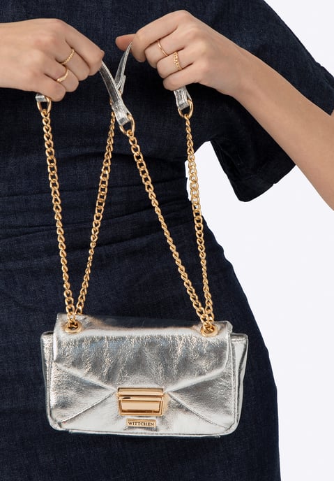 Wittchen dames mini crossbody tas in glanzend zilver eco-leer - Image 2