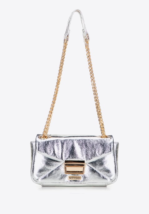Wittchen dames mini crossbody tas in glanzend zilver eco-leer - Image 3