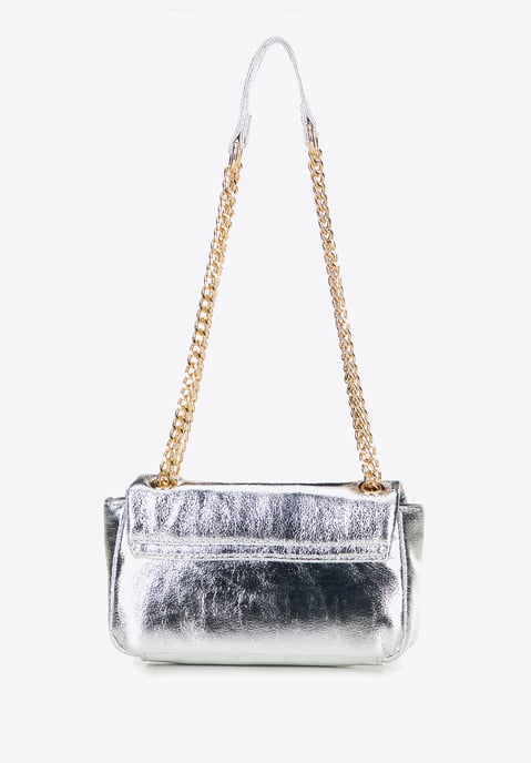 Wittchen dames mini crossbody tas in glanzend zilver eco-leer - Image 4