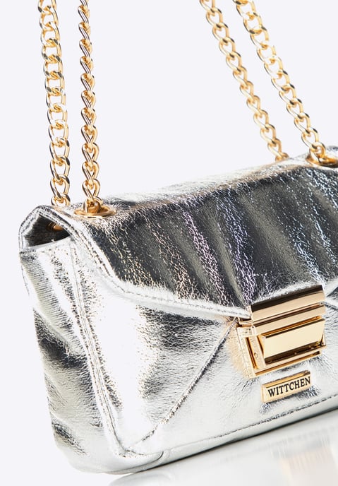 Wittchen dames mini crossbody tas in glanzend zilver eco-leer - Image 6
