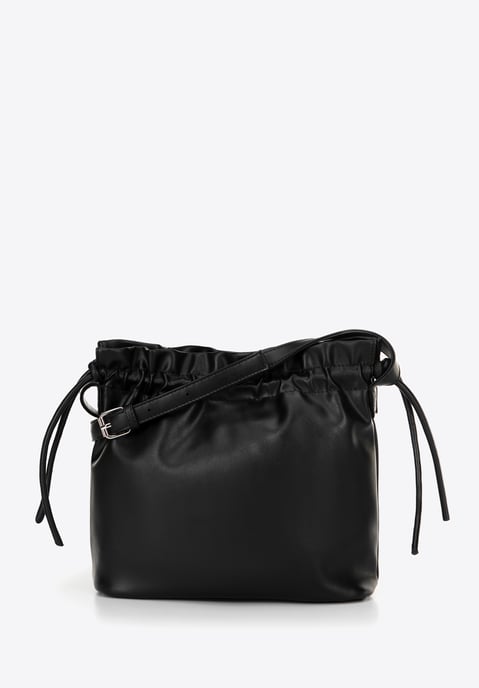 Wittchen Dames crossbody tas met decoratieve strikken, zwart, eco-leer - Image 2