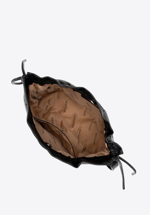 Wittchen Dames crossbody tas met decoratieve strikken, zwart, eco-leer - Image 3