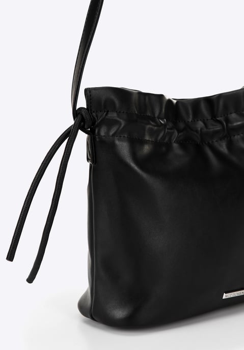 Wittchen Dames crossbody tas met decoratieve strikken, zwart, eco-leer - Image 4