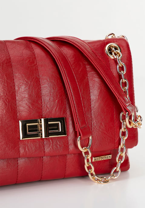 Wittchen Women's eco-leather crossbody bag two-compartment small red - Image 6