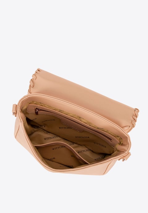 Wittchen Dames crossbody tas met afgezette klep, beige, eco-leer - Image 3