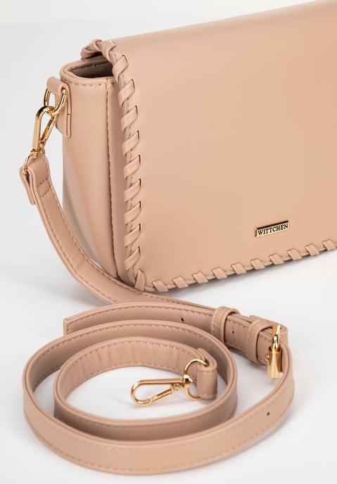 Wittchen Dames crossbody tas met afgezette klep, beige, eco-leer - Image 4