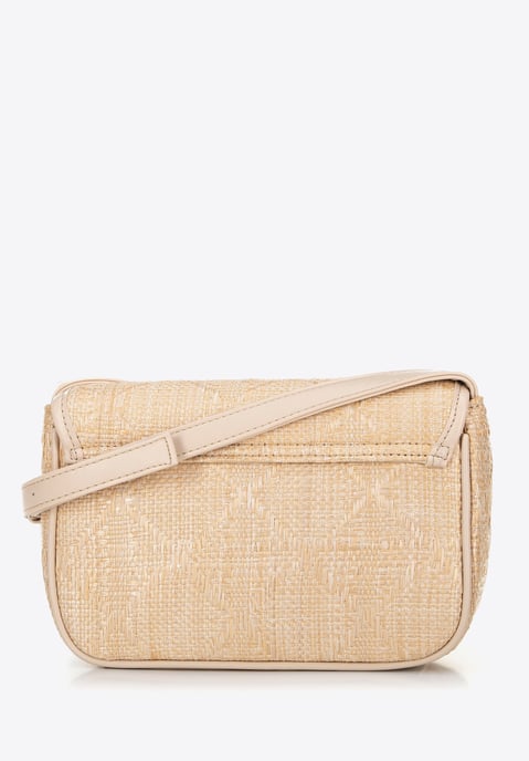 Wittchen Dames gevlochten crossbody tas met klep, klein, beige, polypropyleen - Image 2
