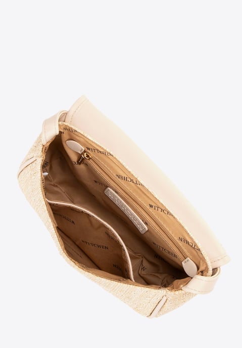 Wittchen Dames gevlochten crossbody tas met klep, klein, beige, polypropyleen - Image 3