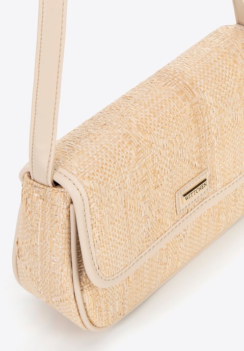 Wittchen Dames gevlochten crossbody tas met klep, klein, beige, polypropyleen - Image 4