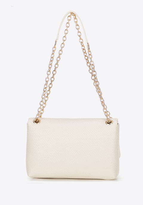 Wittchen Dames Geweven Crossbody Tas met Ketting, Gebroken Wit - Image 3
