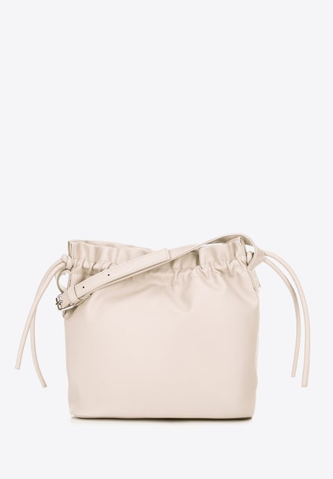 Wittchen Dames crossbody tas met decoratieve strikken, crème, eco-leer - Image 2