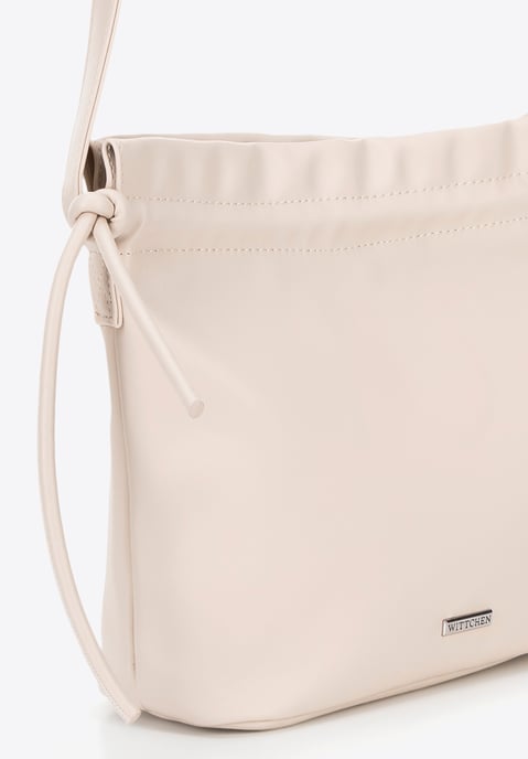 Wittchen Dames crossbody tas met decoratieve strikken, crème, eco-leer - Image 4