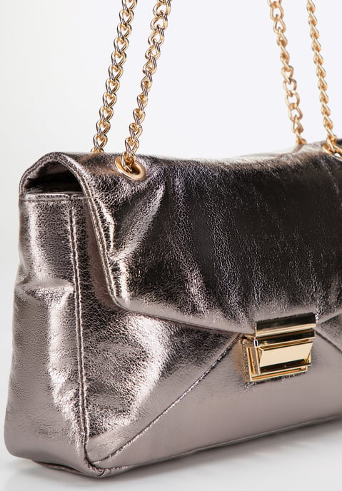 Wittchen Women's crossbody bag made of shiny gray eco-leather - Image 5