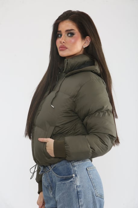 Hooded Drawstring Cropped Puffer Jacket - Stacey - Image 3