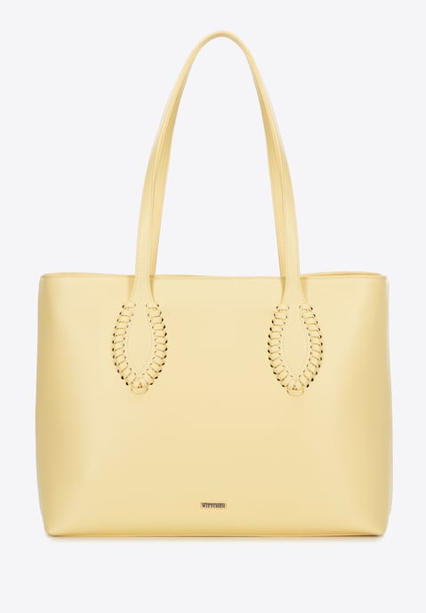 Wittchen Dames eco-leren shopper met gevlochten accenten geel eco-leer - Image 2