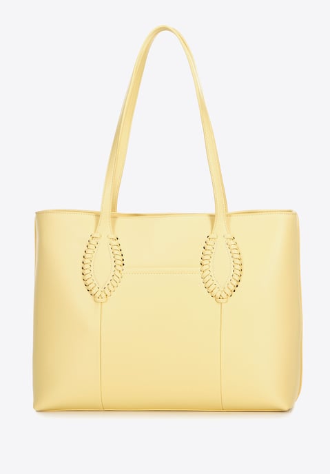 Wittchen Dames eco-leren shopper met gevlochten accenten geel eco-leer - Image 3