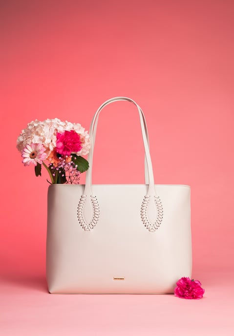 Wittchen Dames eco-leren shopper met geweven accenten, crème - Image 2