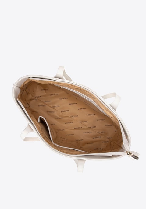 Wittchen Dames eco-leren shopper met geweven accenten, crème - Image 5