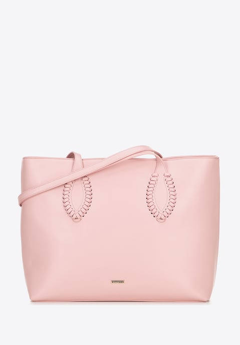 Wittchen Dames eco-leren shopper met gevlochten accenten, roze eco-leer - Image 2