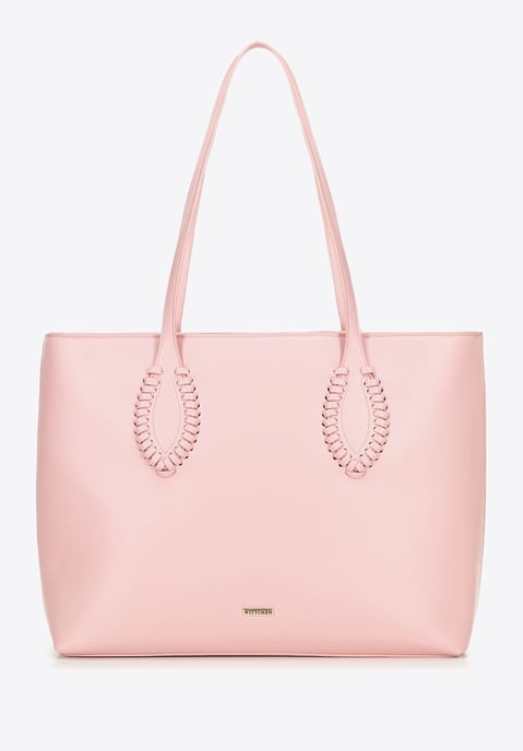 Wittchen Dames eco-leren shopper met gevlochten accenten, roze eco-leer - Image 3