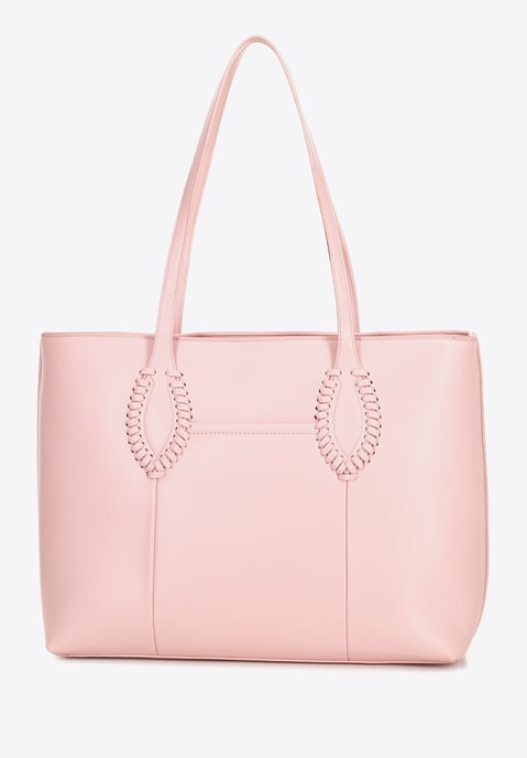 Wittchen Dames eco-leren shopper met gevlochten accenten, roze eco-leer - Image 4