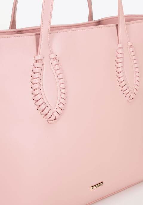 Wittchen Dames eco-leren shopper met gevlochten accenten, roze eco-leer - Image 6