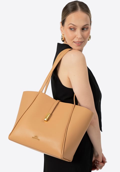 Wittchen Dames leren shopper met uitneembaar zakje, beige, natuurlijk leer - Image 1