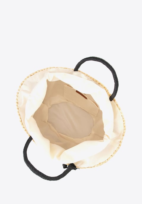 Wittchen Woman Woven Basket with Logo Beige and Black Beige and Black Corn Husk - Image 4