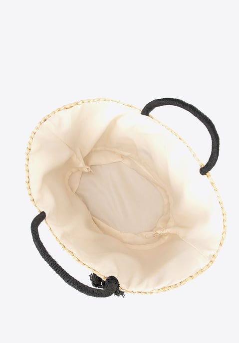 Wittchen Woman Woven Basket with Logo Beige and Black Beige and Black Corn Husk - Image 5