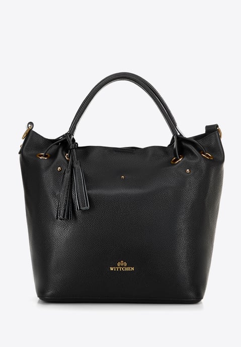 Wittchen Women's large leather bucket bag black and gold natural leather - Image 2