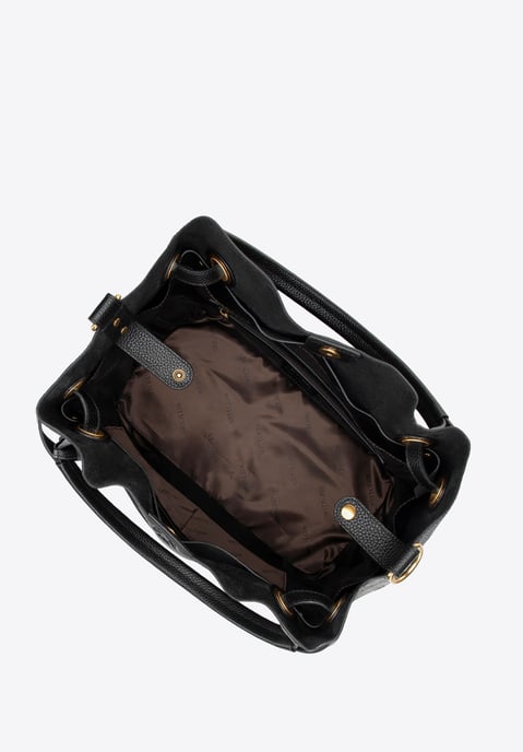 Wittchen Women's large leather bucket bag black and gold natural leather - Image 4