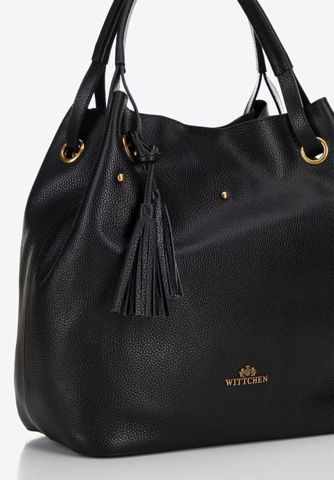 Wittchen Women's large leather bucket bag black and gold natural leather - Image 5