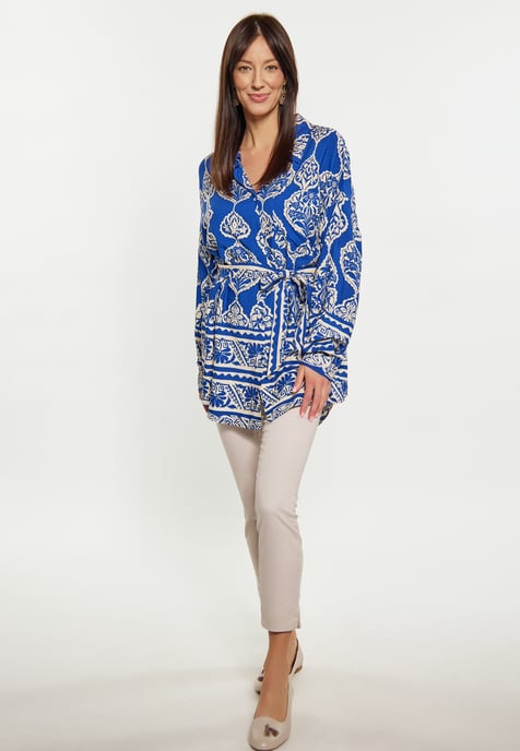 usha Blouse Dames koningsblauwe crème - Image 2